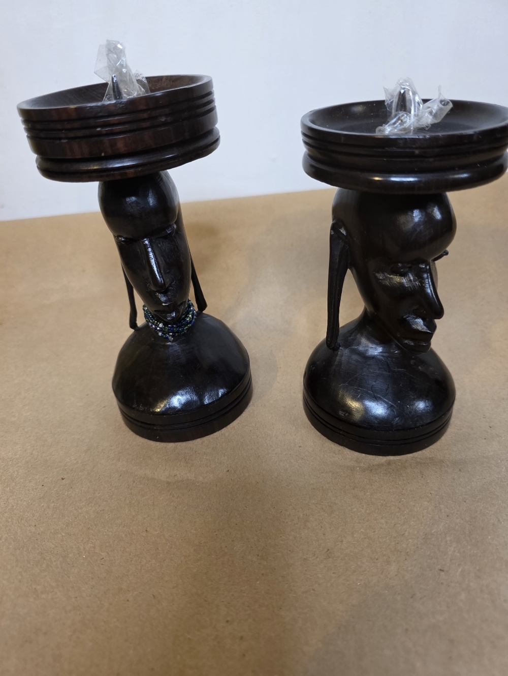 Dark Wood Handcrafted 2 Pair Of Candle Stand